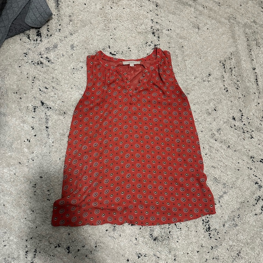 LOFT Red Patterned Tank Top